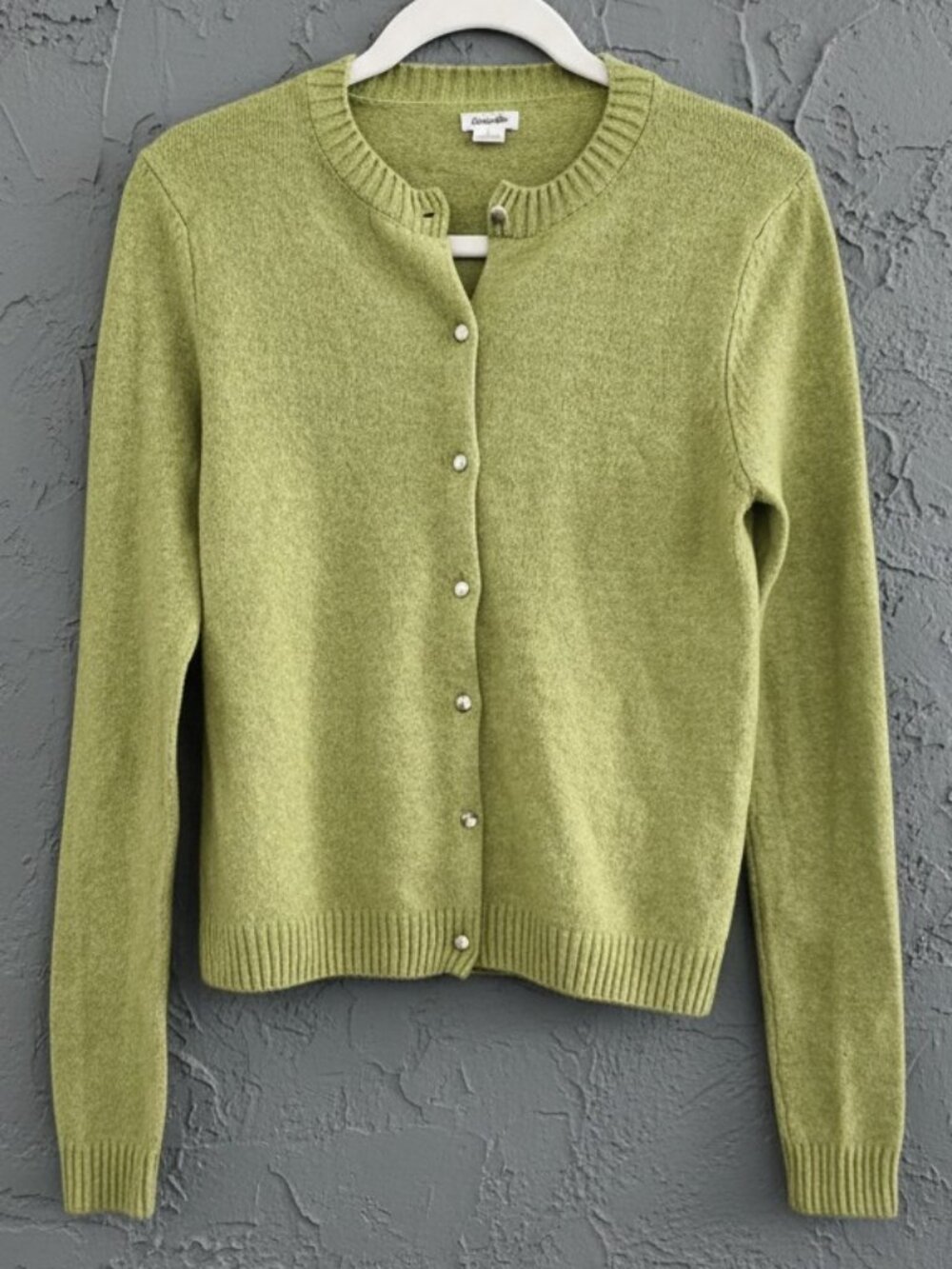 Free People Lime Green Ribbed Knit Long Sleeve Cardigan Top S